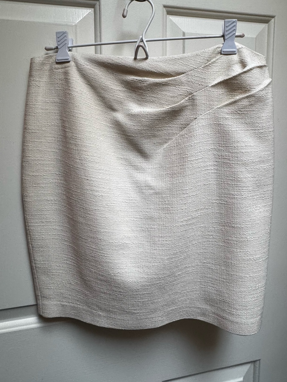 Nanette Lepore Cream Ivory Oatmeal Pleat Drape Cotton Zipper Mini Skirt women 6